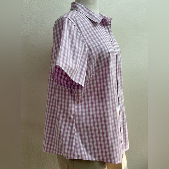 Vintage L.L Bean Purple Plaid Wrinkle Free Women's Top - Picture 5 of 11